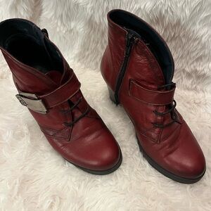 Elegant Burgundy Ankle Boots with Buckle Detail